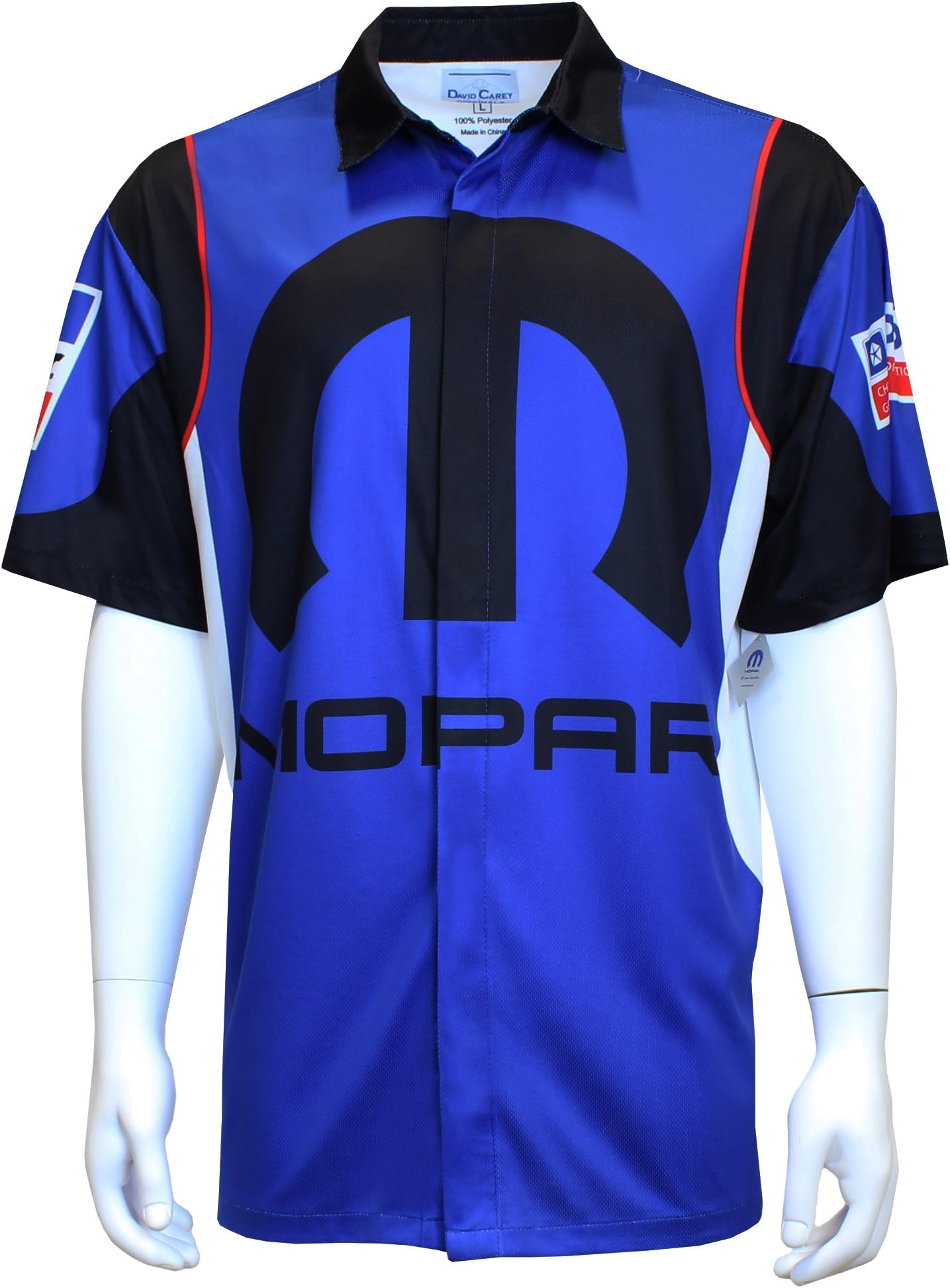 Mopar Chrysler Pit Shirt – Red, White, Blue & Black – Button Up Camp Shirt