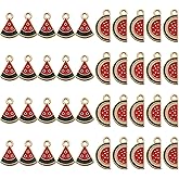 Meawaho 100PCS Red Cherry Alloy Charms, Cute Food Enamel Pendants, Gold Enamel Charms, Mini Fruit Dangle for Necklace Bracelet Earrings Jewelry Making DIY Crafts