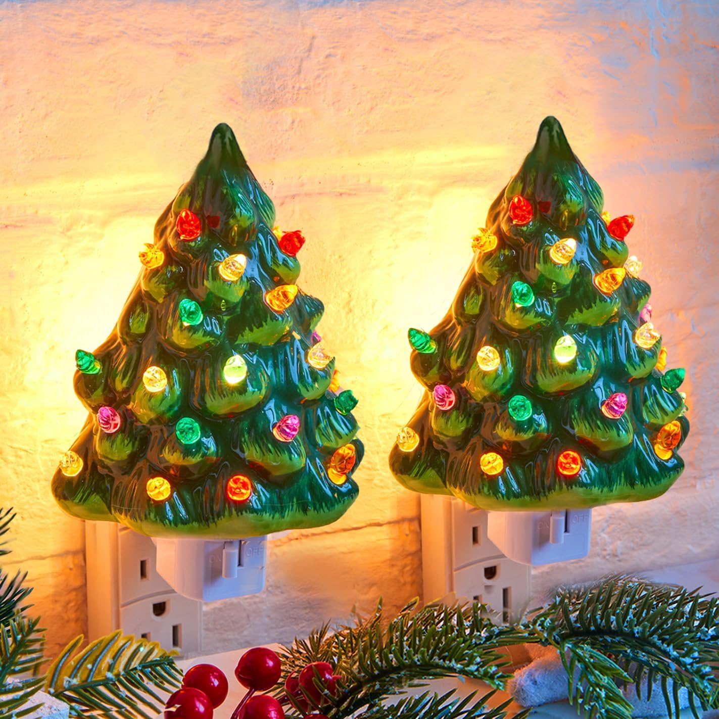 Trees - Brightown Ceramic Christmas Tree Night Light - 2 Pack 6