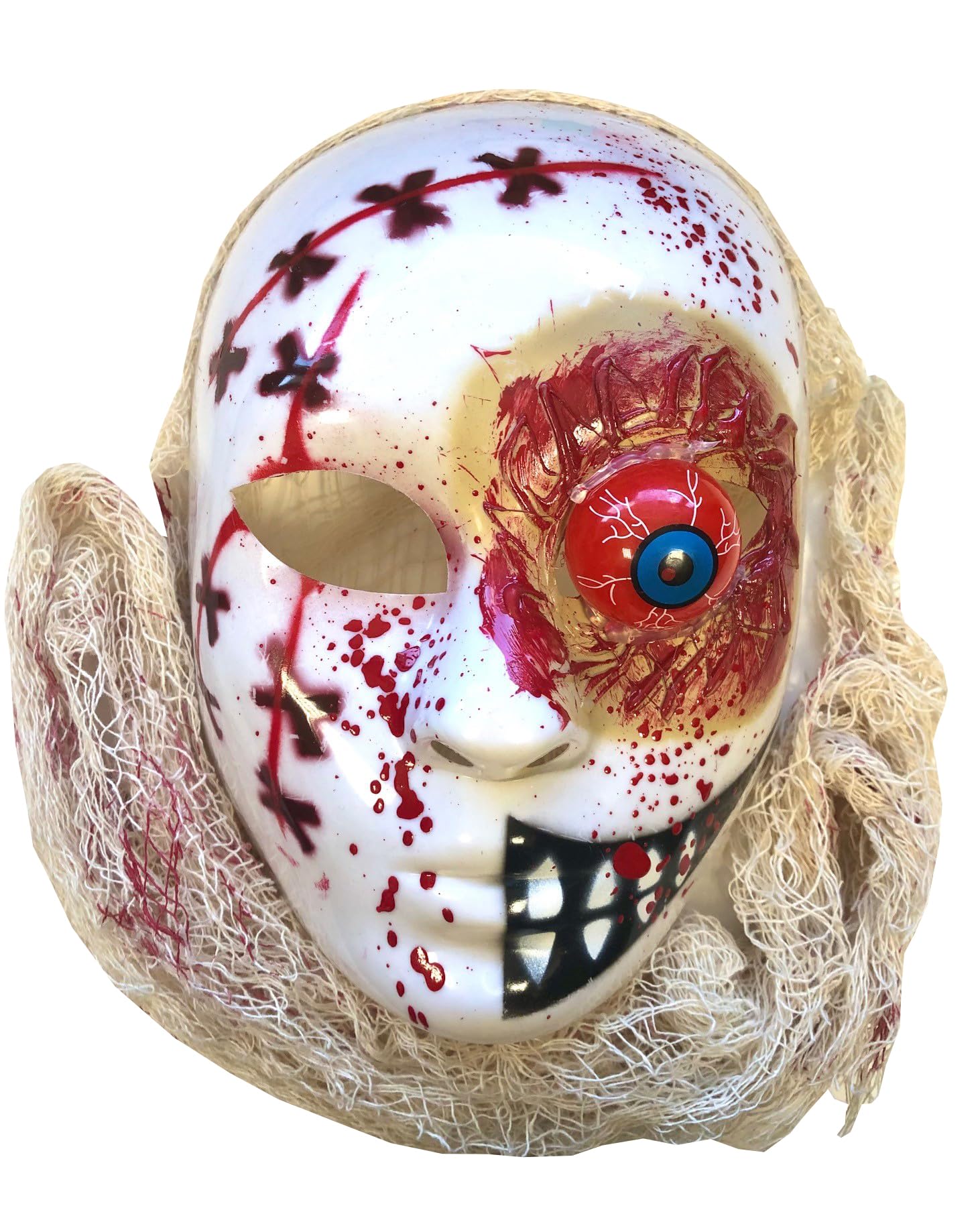 RUBIES - Official Halloween Adult Costume Accessory - Bloody Zombie Mask with Hair - One Size - Halloween Costume for Women and Men