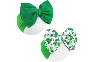 Lanmerry St.Patrick's Day 6'' Baby Girl Bows Clover Headbands St. Patrick Top Hat Print Hair Bows Baby Elastics Nylon Hairbands Hair Accessories for Infant Newborn Toddler