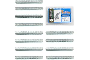 YOLIKO 12pcs Silver Zinc Fully All Threaded Rod Carbon Steel Long Thread Screw 1/4x2 for Furniture Garden Railing Mounting Assembly Fastening Steel Frame Connection Full Thread Rod for Furniture