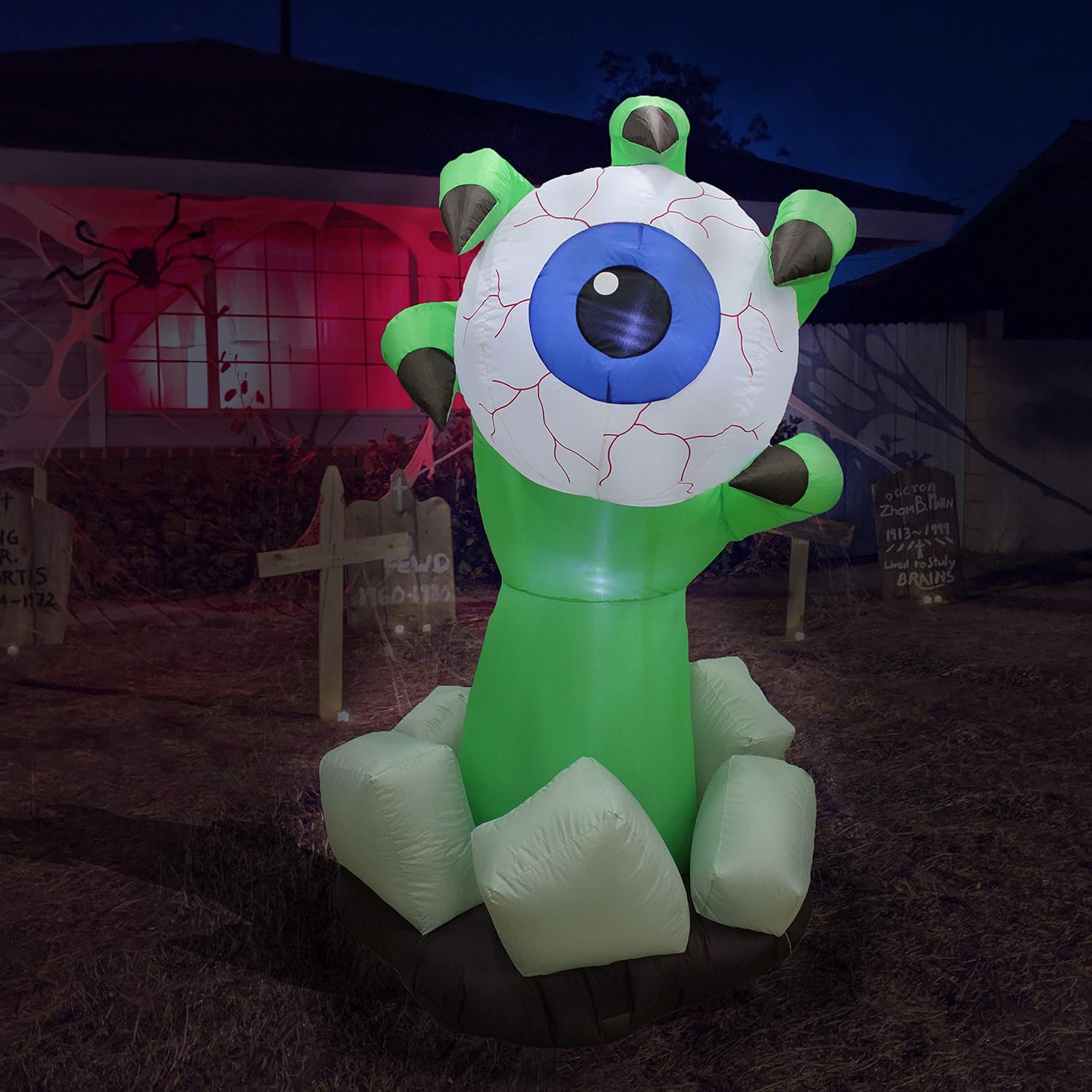 BZB Goods 6 Foot Halloween Inflatable Monster Hand with Eyeball LED Lights Decor Outdoor Indoor Holiday Decorations, Blow up Lighted Yard Decor, Lawn Inflatables Home Family Outside