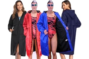 Adoretex Unisex Swim Parka Water Resistant Warm Coat Water Sports Swim Parka for Adults & Kids (Black Lining)