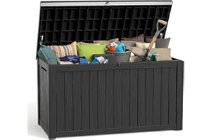 GYMHILL 200 Gallon Deck Box Large Outdoor Storage Box for Patio Furniture,Outdoor Cushions,Garden Tools and Pool Supplies,Waterproof,Weatherproof(Black)