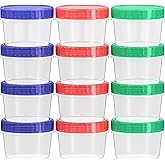 SGKSUN Salad Dressing Container Reusable 12 Pcs - 2 Oz Sauce Container to Go With Leak-Proof Twist Top Lids, Plastic Seasonin