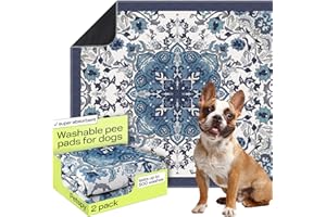 PetSpy Washable Pee Pads for Dogs - Waterproof Reusable Puppy Pads No-Slip Surface - Stylish Dog Potty Training Pads Protect Against Leakage (Ornament, 2 Pack - 36" x 41")