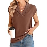 Ivicoer Sweater Vest Women V-Neck Knitted Pullover Short Cap Sleeve Collared Tops Dressy Casual 2025 Summer Fashion Trendy