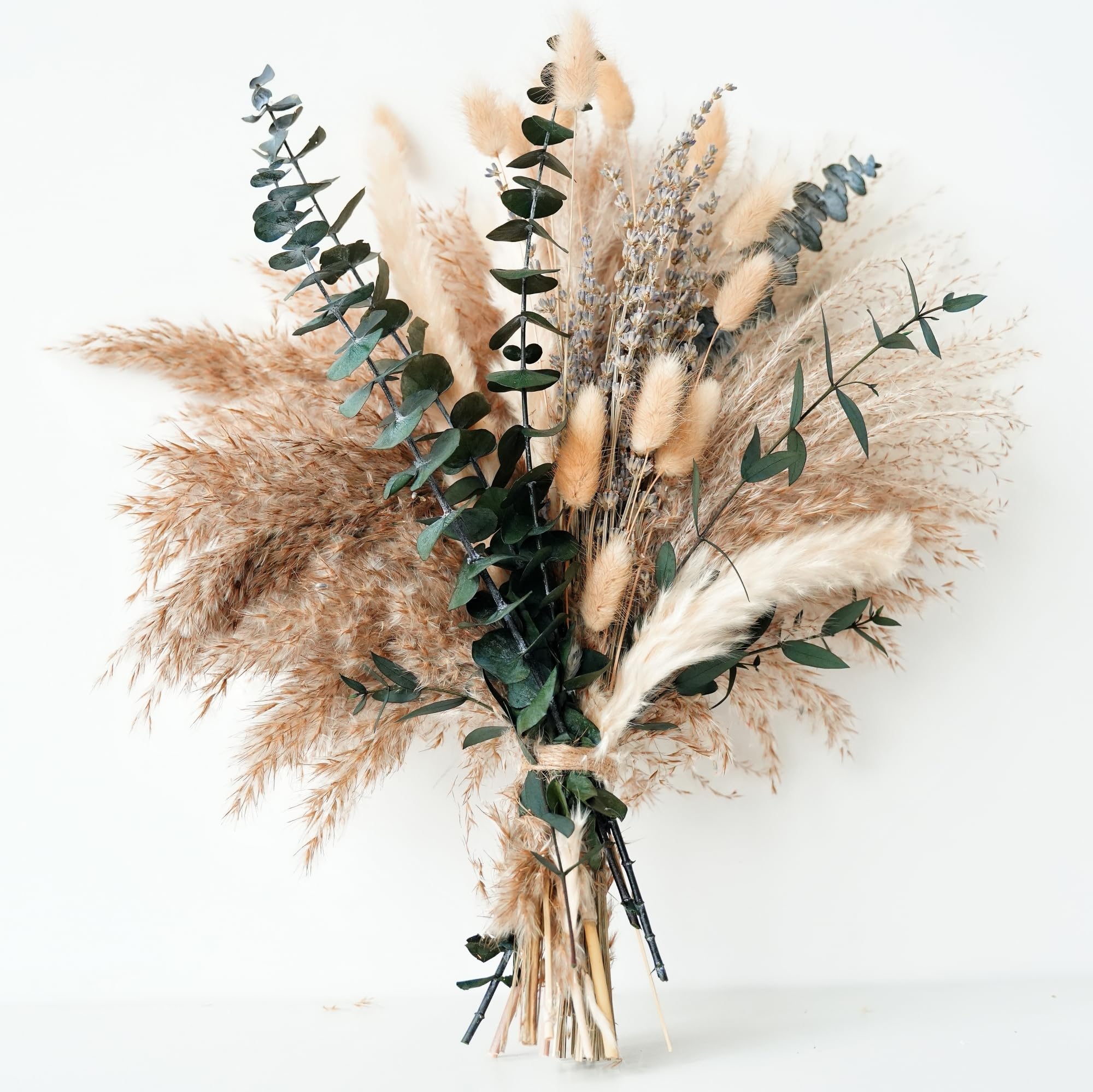 Photo 1 of Green Pampas Grass Boho Bouquet – Exquisite Lavender and Eucalyptus Dried Flower Arrangements for Western Boho Decor – Rustic Flowers for Your Bohemian Home, Bedroom, and Wedding Table Décor