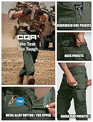 CQR Men's Tactical Pants, Water Resistant Ripstop