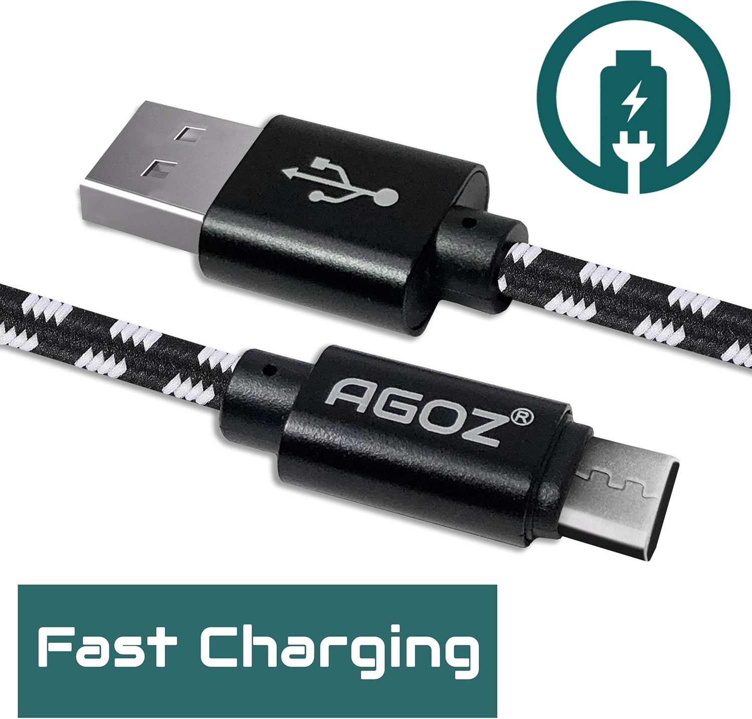 Agoz Micro USB Cable, Fast Charger Cord For Samsung Galaxy S7, S7 Edge, S7 Active, S6, Galaxy J7 Sky Pro, J7V, J7 Perx, J7 Prime,J7 Crown, Note 5, J3, J3V, LG K10 K20V K30 Aristo Fiesta K20 Plus (4FT)