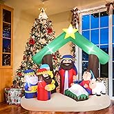 VINGLI Lighted Inflatable Christmas Decoration 7FT (Nativity), Outdoor Nativity Scene Decorations with LED Lights, Large Blow Up Jesus Yard Decorations Nativity Sets for Church Holy Family