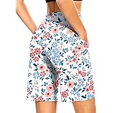 Blouty Women's 9" Bermuda Long Shorts with Pockets High Waisted Knee Length Shorts for Women Workout Athletic Casual