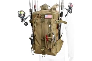 MoiShow Fishing Backpack Tackle Bag, Fishing Backpack with Rod Holders Large Storage Fishing Tackle Box Backpack, Fishing Rod Bag for Carrying Fishing Gear and Equipment