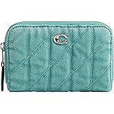 COACH Essential Small Zip Around Card Case in Quilted Dyed Colored Denim