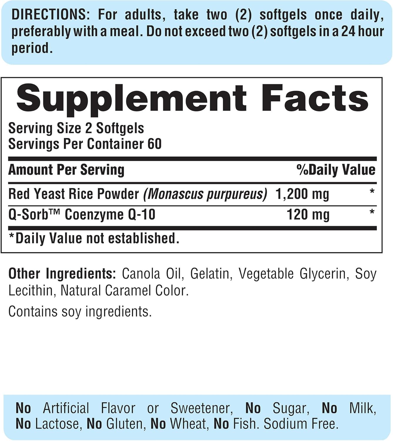 Q-Sorb CoQ10 Plus Red Yeast Rice,120 Rapid Release Softgels by Puritan's Pride: Health & Personal Care