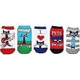 Pete the Cat Socks Gifts (Youth) (5 Pair) - Pete the Cat Merchandise Girls & Boys Low Cut Socks - Fits Shoe Size: 9-3 (Kids)