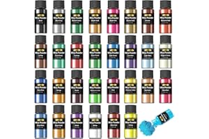 YESOGREAT Mica Powder, 30 Colors 10g/Bottle of Natural Pigment Powder for Epoxy Resin, Lip Gloss, Eye Shadow, Paint, Dye, Soap Making, Nail Polish, Candle Making, Bath Bombs