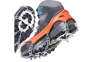 AGPTEK Ice Cleats 28 Teeth Snow Traction Ice Grippers Crampons Stainless Steel Spikes Attaches Over Women Men Shoes Boots Ant
