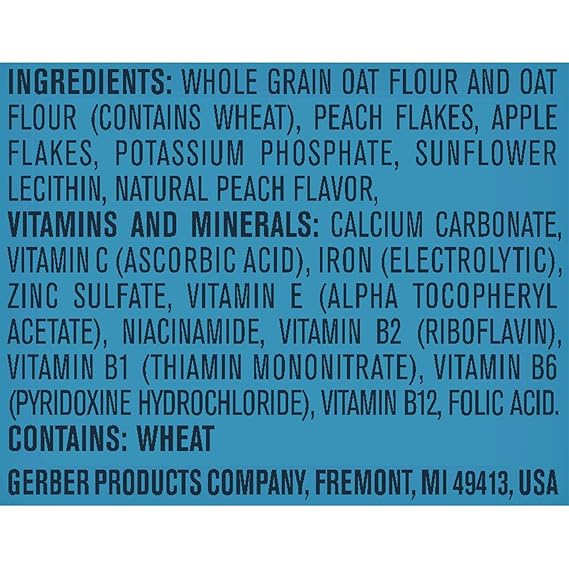 gerber probiotic oatmeal peach apple cereal