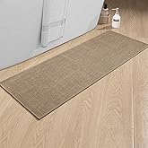 chakme Bathroom Rugs 47x17, Ultra Thin Non Slip Bath Mat Runner Quick Dry Absorbent Bath Mat for Bathroom Floor, (Dark Beige, 47"x17")