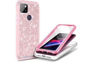 NZND Case for T-Mobile REVVL 5G with Built-in Screen Protector, Full-Body Protective Shockproof Rugged Bumper Cover, Impact Resist Durable Phone Case -Glitter Rose Gold