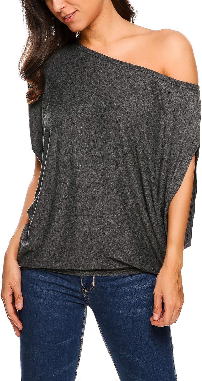 asymmetric batwing off shoulder blouse