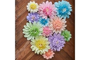 Homarkable Pastel Paper Flowers,12 Pcs Crepe Paper Flowers Decorations,6 in,10 in Flower for Wedding Party Baby Bridal Shower Carnival Party Nursery Wall Decor