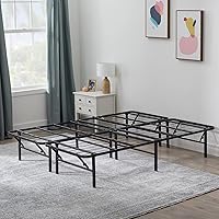 Linenspa 14 Inch Folding Metal Platform Bed Frame - 13 Inches of Clearance - Tons of Under Bed Storage - Heavy Duty Construct