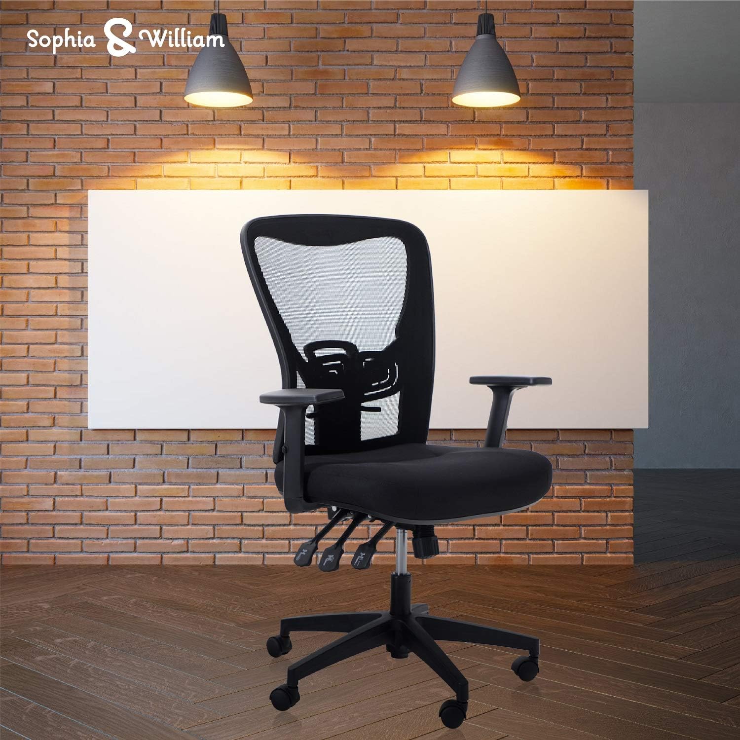 Sophia & William Ergonomic Rocking Mesh Office Desk Chair High Back, Modern 360° Swivel Executive Computer Chair with Height Adjustable Armrests, Lumbar Support, Black - 1 Pack, Load Capacity: 300 lbs: Kitchen & Dining