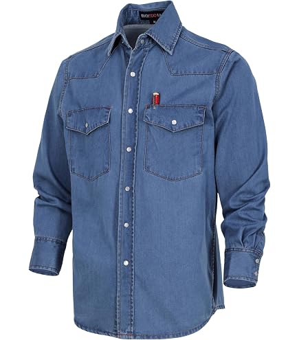 Amazon.com: HISEA Men's Denim Shirt Long Sleeve, Button Down Work