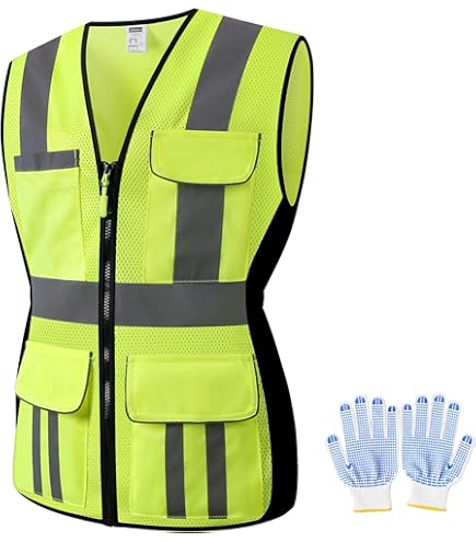 High Visibility Ansi Vest Women's ANSI Safety Vest 11-Pocket Hi