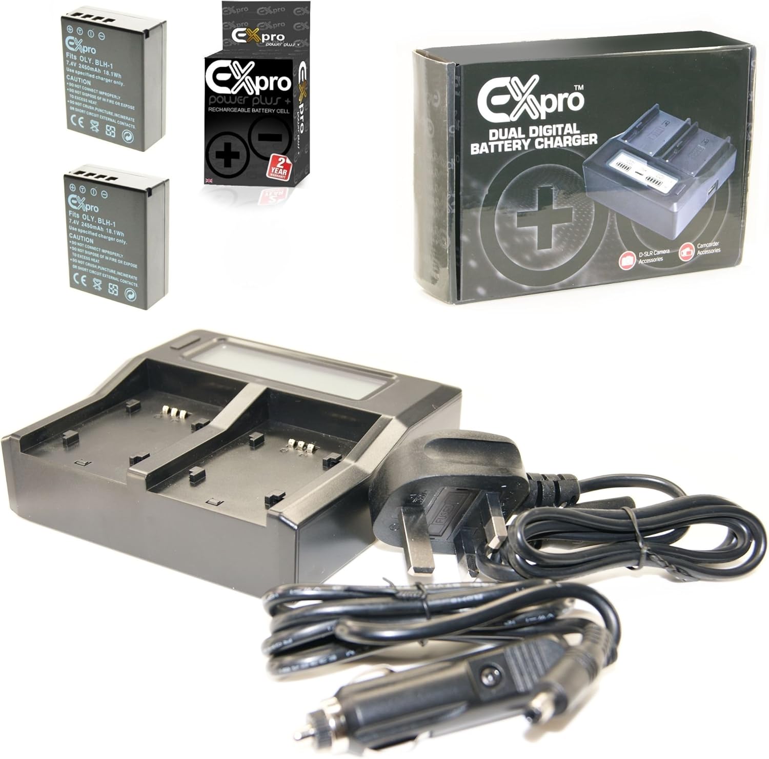 ExPro® Olympus BCH1 BLH1 DUAL LCD Mains Battery Amazon.co.uk