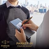 Parker IM Grey Lacquer Ballpoint Pen with Gold Trims Medium Point Blue Ink view 2