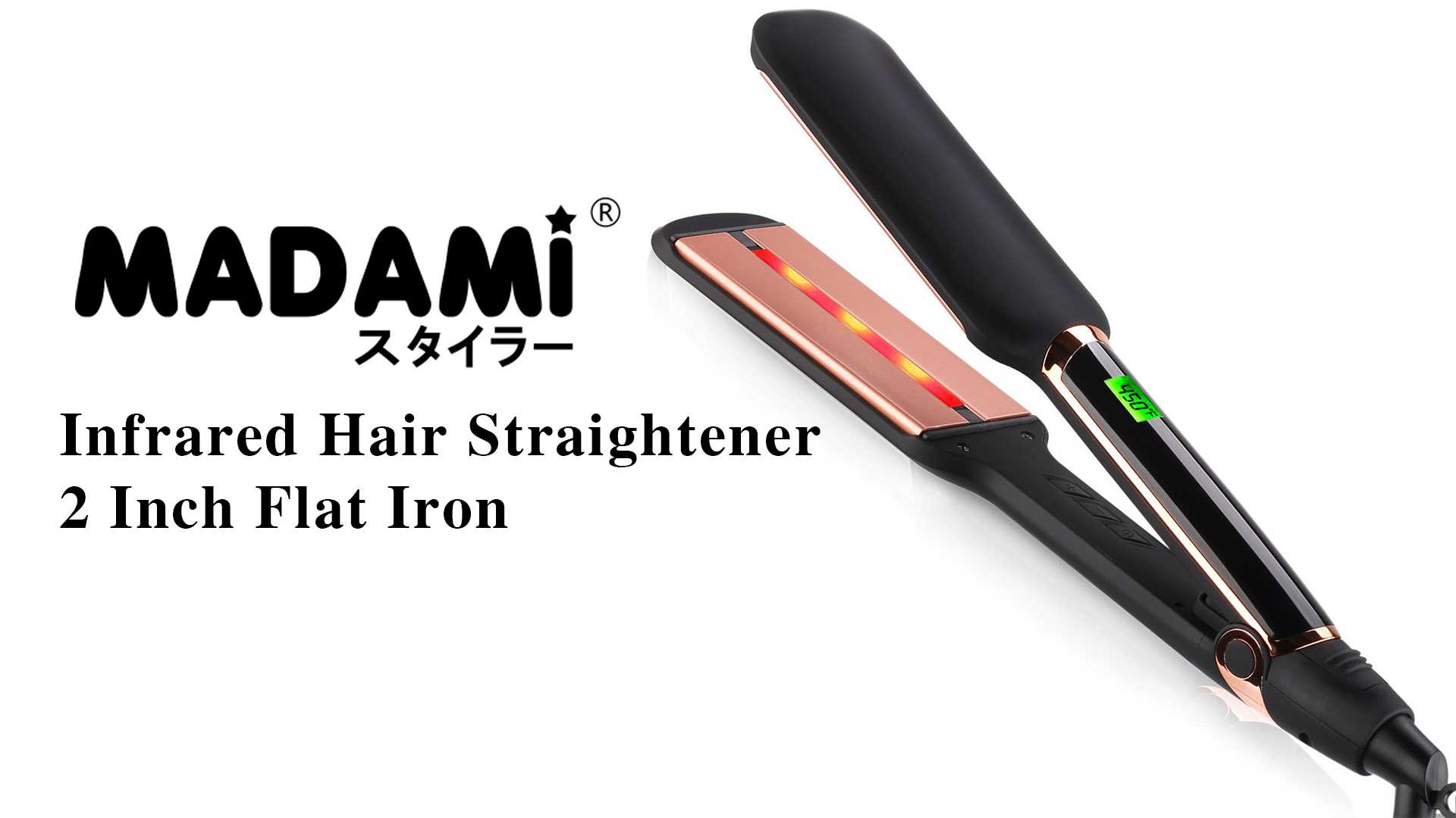 Hair Straightener, MADAMI Wide Flat Iron Ceramic MCH 30s Heatup, 450