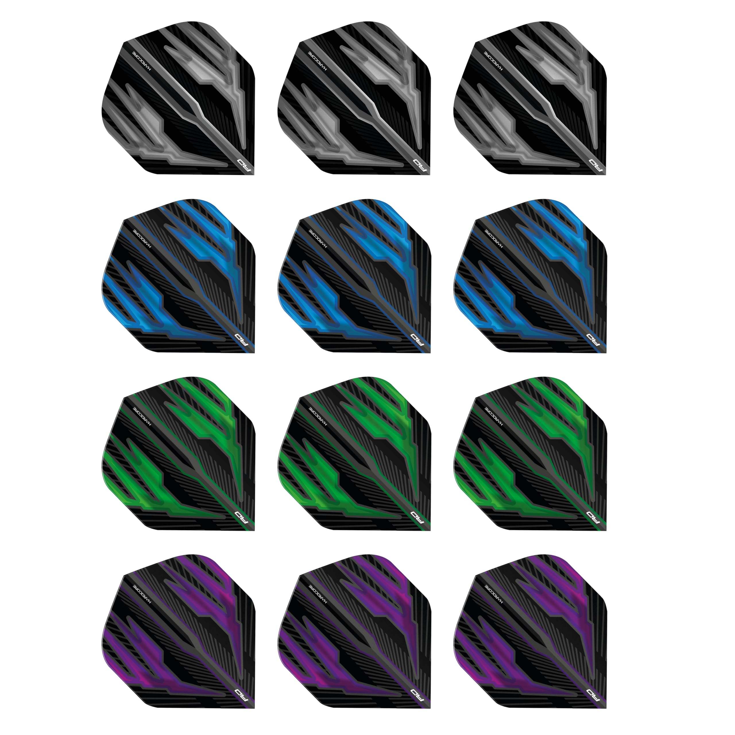RED DRAGON Hardcore Selection Pack Dark Wings Extra Thick Standard Dart Flights - 4 sets Per Pack (12 Dart Flights in total)