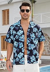 HISDERN Mens Short Sleeve Hawaiian Shirts Summer