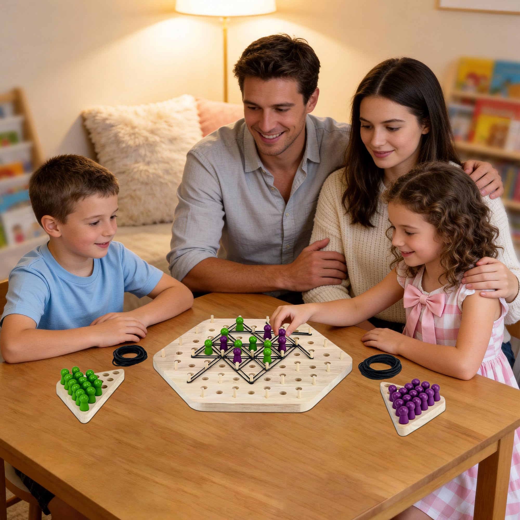 Triangle Chess Game, Dreiecksschachbrett-Strategie-Brettspiel, Lustiges Gummiband Spiel, Klassische Desktop-Brettspiele, Lernspielzeug Partyzubehör, Logik Spiele für 2-4, Geschenke für Jungen Mädchen 7