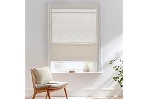 StangH Cordless Roman Shades for Doors, Magnetic Natural Linen Textured Patio Door Window Covering Light Filtering Farmhouse Blind for Living Dining Room, W 26 x L 64, 1 Panel