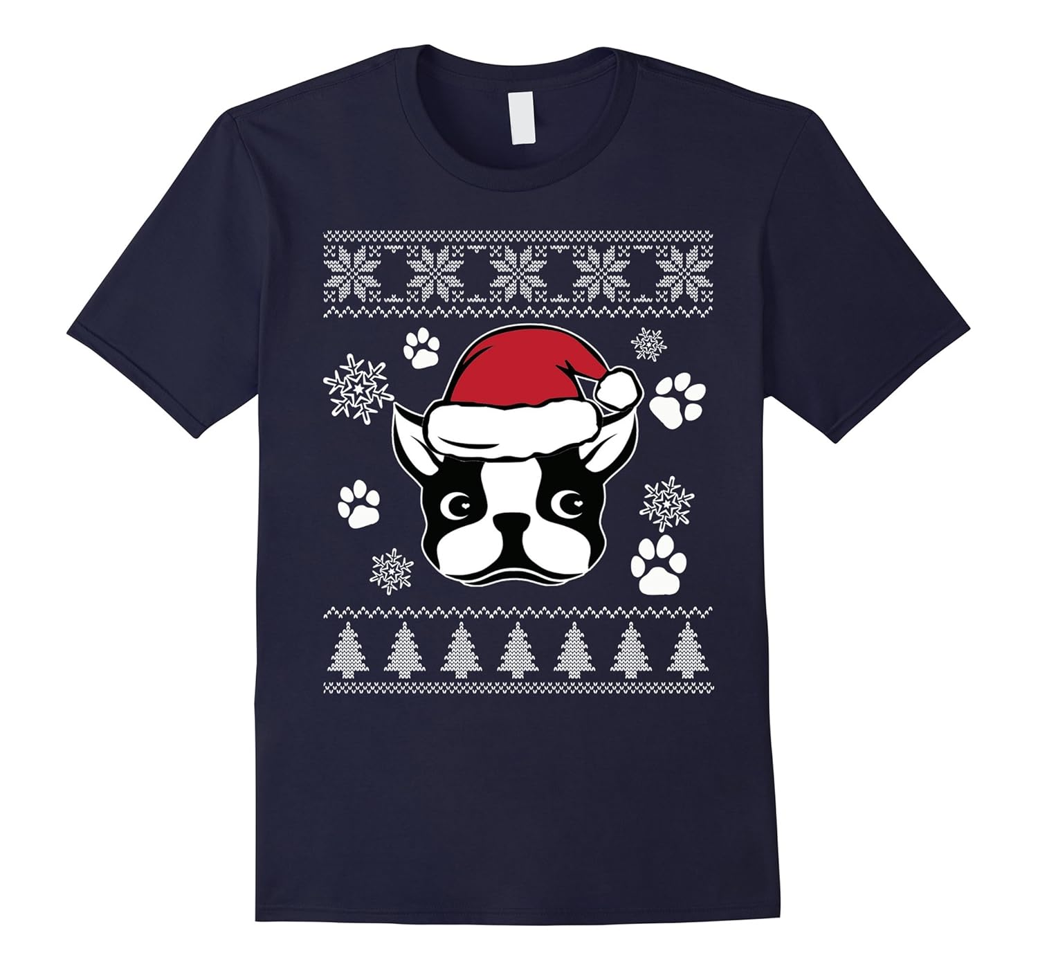 Santa Claus Boston Terrier, Dog Ugly Christmas T Shirt Gift-Rose