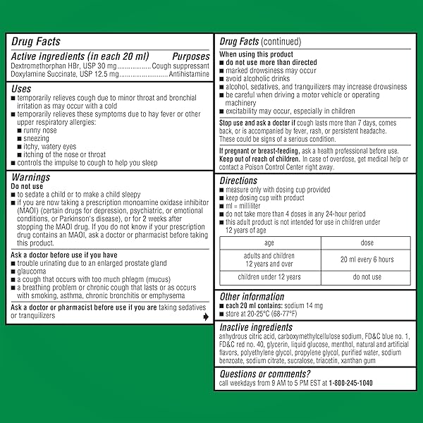 ROBITUSSIN MAXIMUM STRENGTH NIGHTTIME COUGH DM MAX, ADULT FORMULA, BERRY FLAVOR – 8 FL OZ BOTTLE