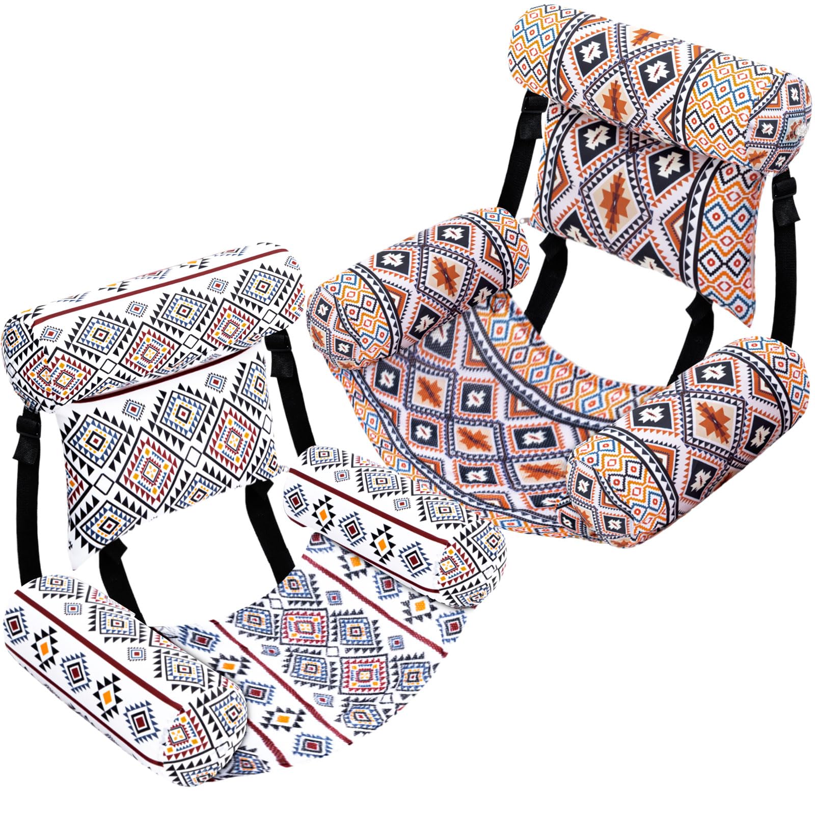 Photo 1 of Threehoney 2 Pack Large Pool Chair Floats Adult Inflatable Pool Lounge Chair Summer Pattern Water Floating Chair Adjustable Pool Float Hammock for Swimming Pool Beach Party Game(Native Pattern)