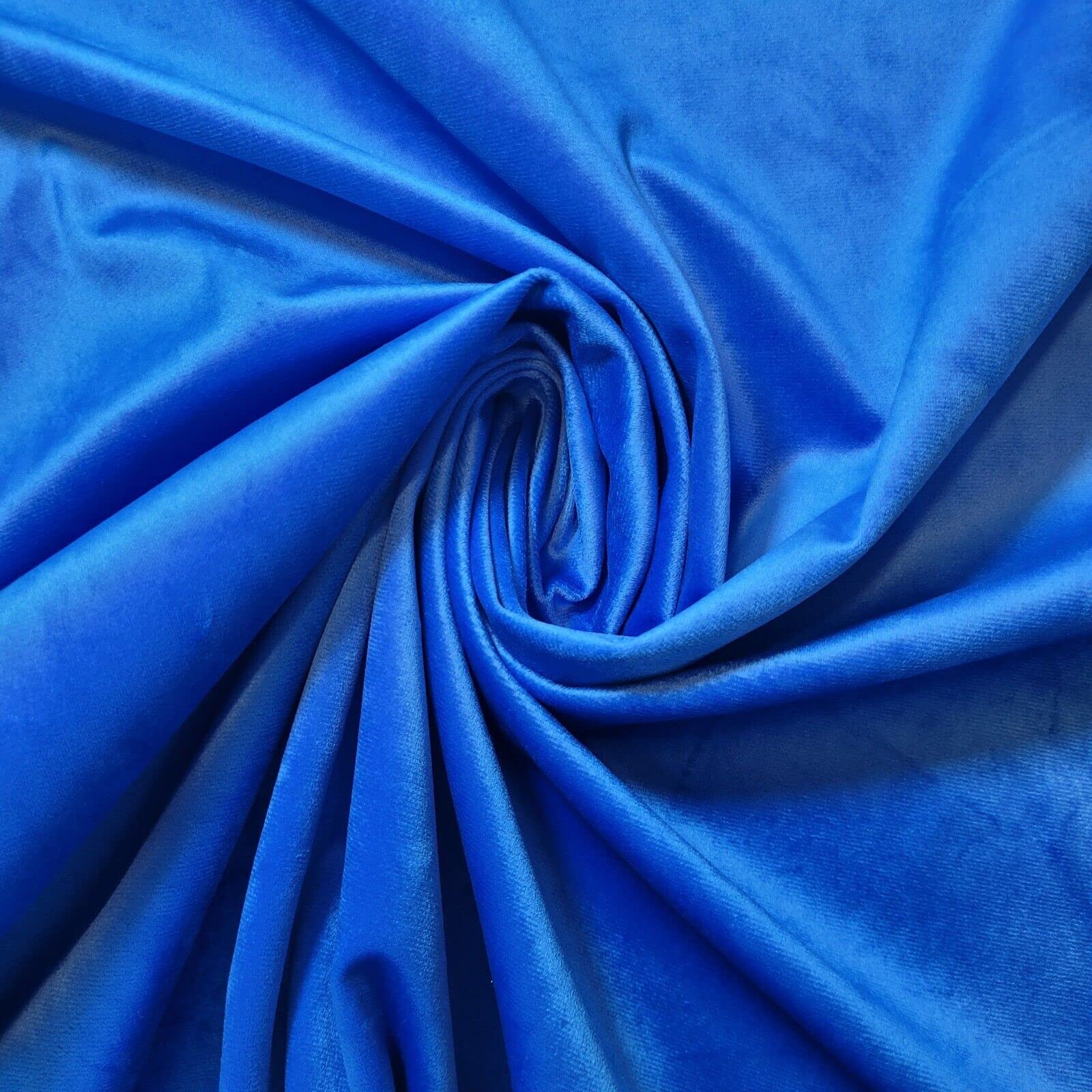 58" (150 cm) Wide Faux Plush Velvet Fabric for Upholstery & Curtains - Soft Luxurious Non-Stretch Material in Printed Plain & Crush Patterns - Ideal for Home Decor & DIY Projects (Royal Blue)