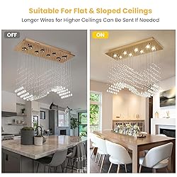 Siljoy 8 Lights Rectangular Wave Crystal Chandelier