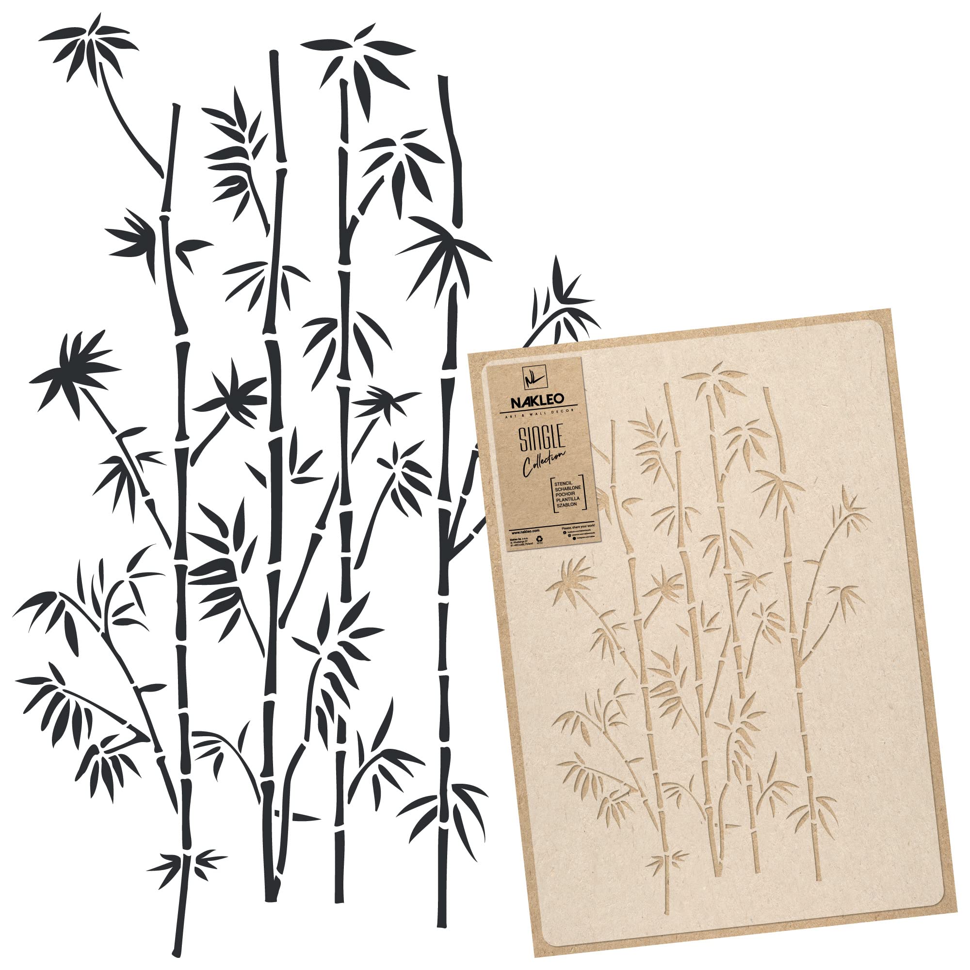 NAKLEO Floral Large Wall Painting Stencil 43x64 cm, Bamboo Creepers Climber Plant Pattern, Reusable Plastic Flower Template, DIY Art and Craft Home Decor, Floor Wood Fabric Furniture — image 1