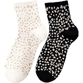 Arukora Leopard Print Women's Socks, Animal Pattern Crew Soft Polka Dot Cotton Ankle Sock
