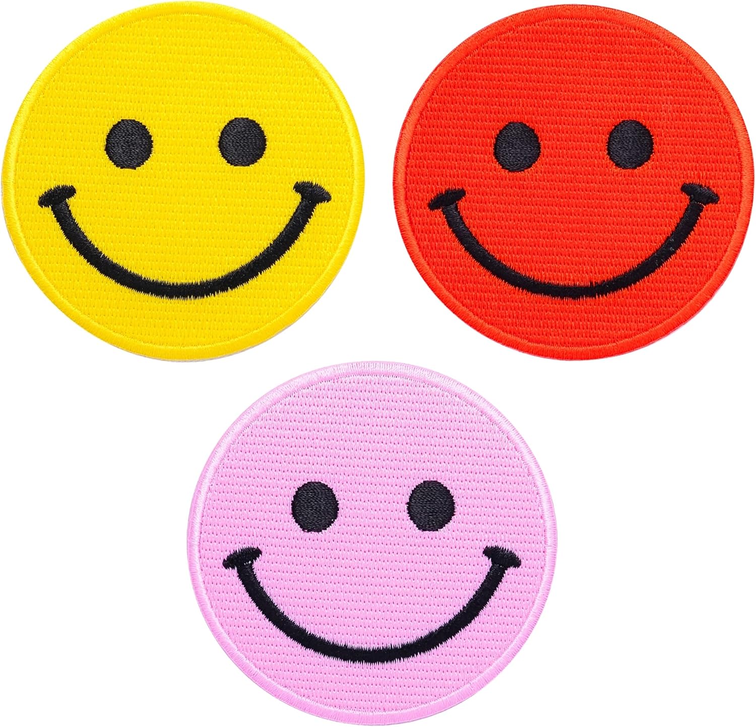 3 Pcs Charlotte Mall Smiley Face Patch Iron On For Clothing