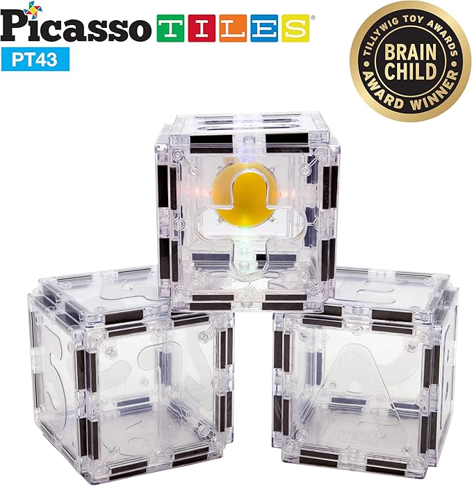 picassotiles pt42 designer artistry kit 42pcs set magnet building tiles clear