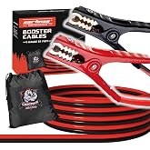 Cartman 4 Gauge 20 ft Heavy Duty Jumper Cables with Carry Bag | Rubber-Insulated Clamps, High-Density CCA Conductors, Cold-Resistant Cable Jacket