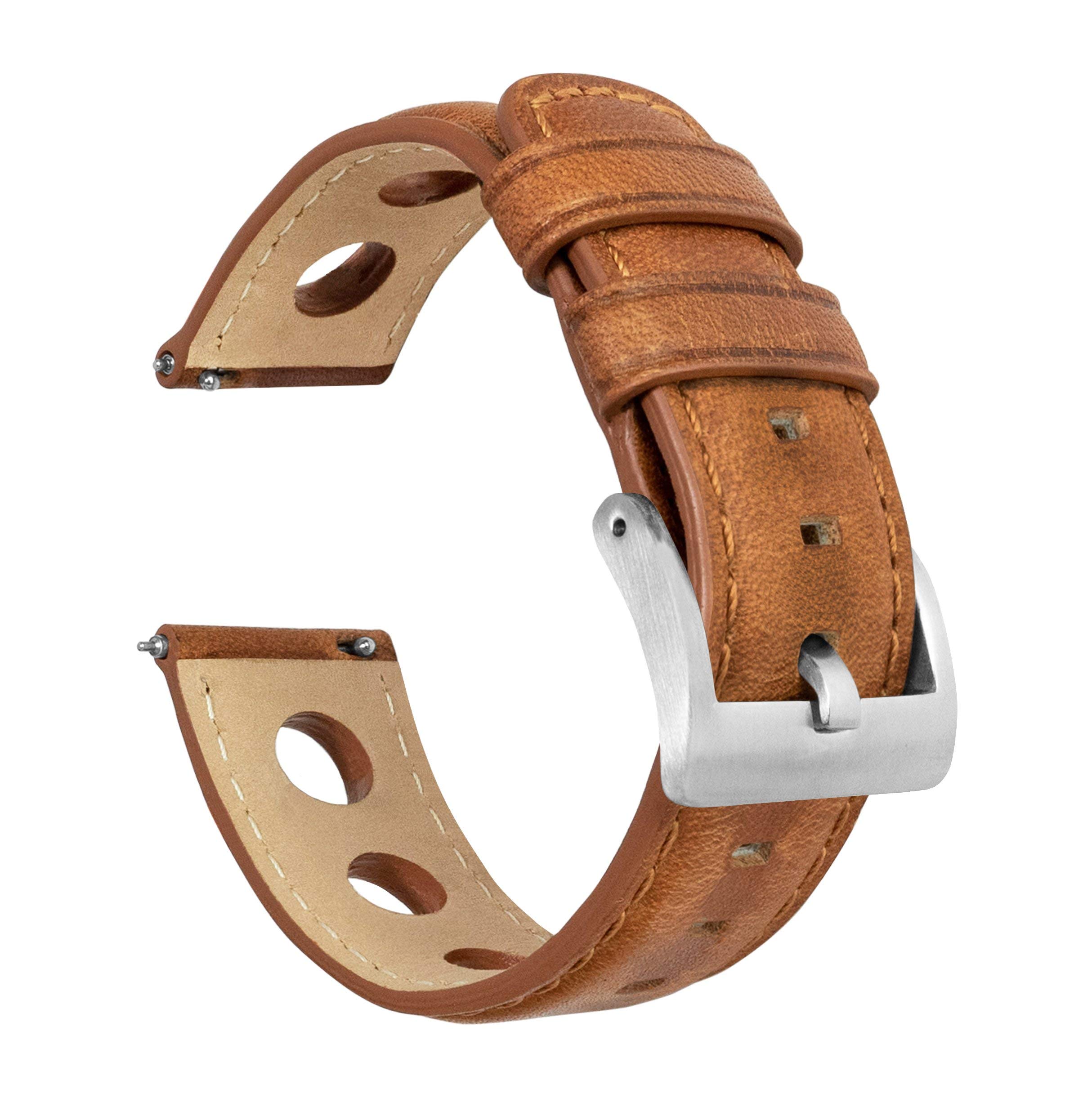 20mm Caramel - BARTON Rally Horween Leather Watch Bands - Quick Release - Choose Strap Color & Width